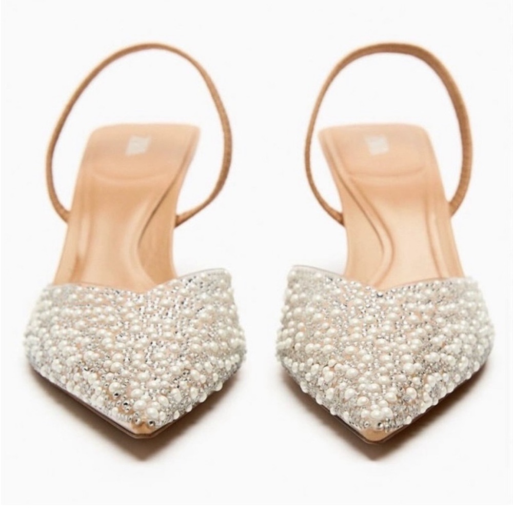 NWT Zara clear PVC heels with Rhinestones size 38